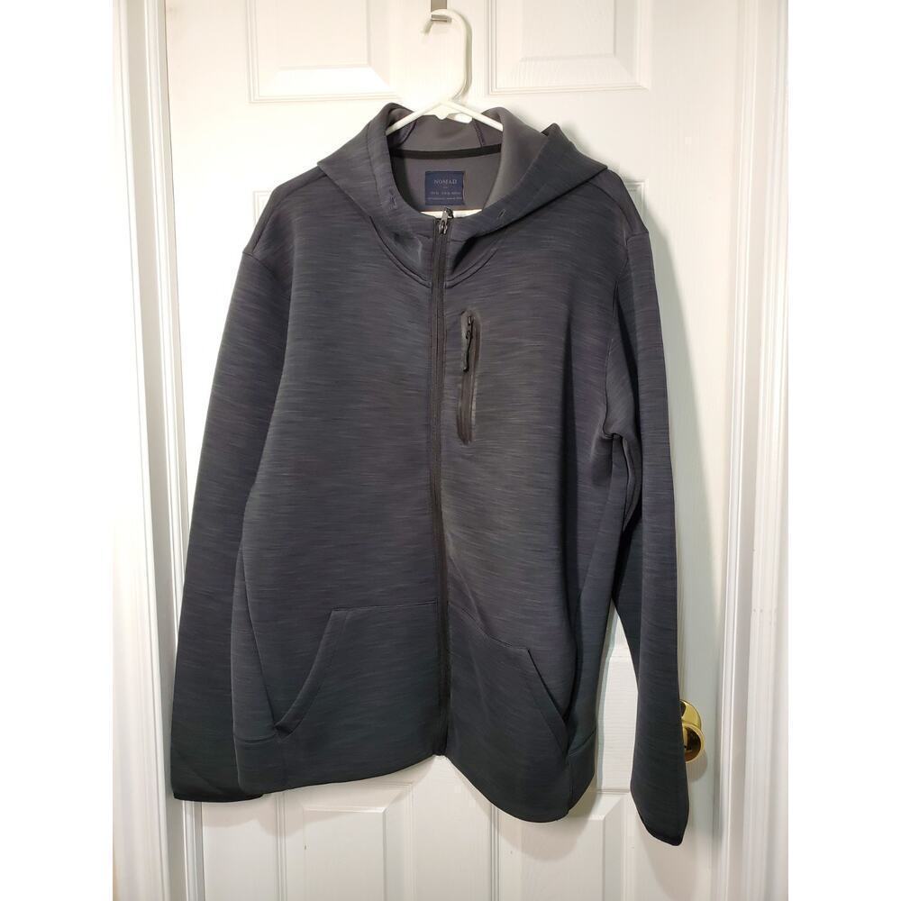 Nomad Jacket Mens XL Tech Fleece Lined Hooded Full Zip Hood Drawstring Navy Used